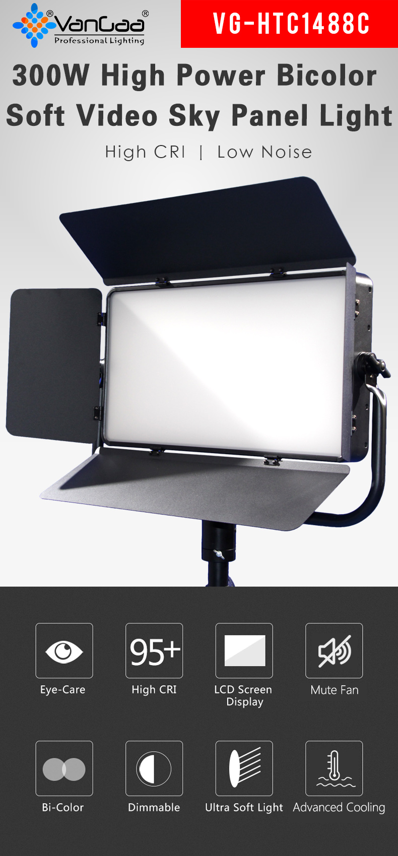 Zweifarbige Sky-Fl&auml;chenleuchte mit 300 W